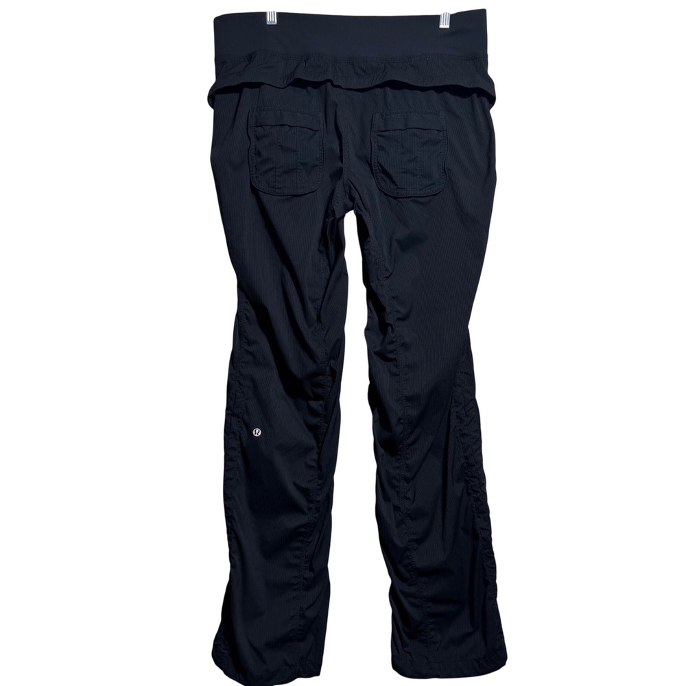 Lululemon Studio Pants Black Ruched Straight Leg Activewear Size 12